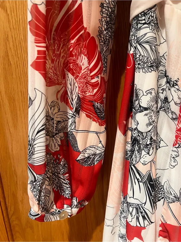 Anthropologie Hutch Giselle Floral Chiffon‎ Wrap Maxi Dress Red Jardin Sz Medium - Image 15