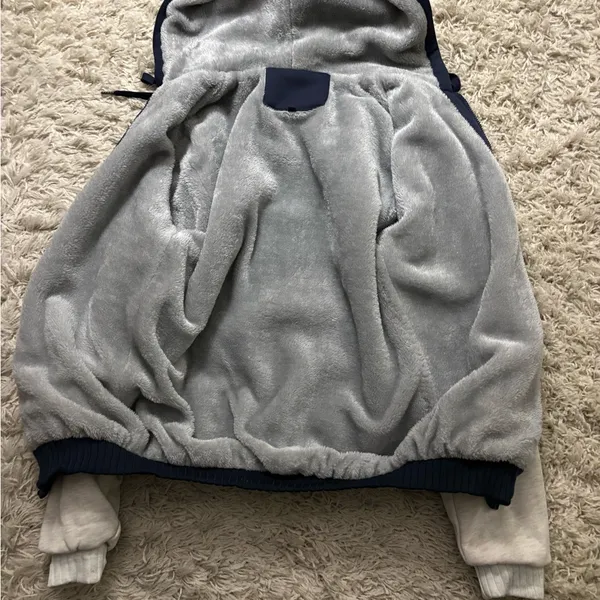 Cowboys Navy and Gray Full Zip Jacket Drawstring Hoodie Size M - Image 5