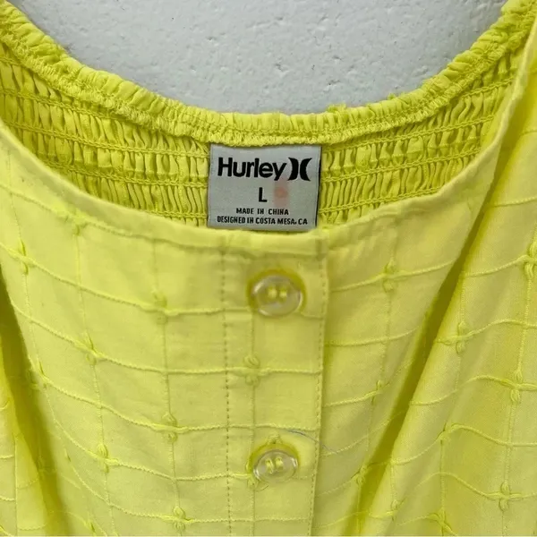 Hurley Yellow Window Pane Crop Top Size Large - Image 4