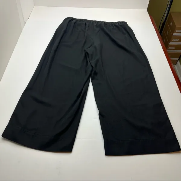 John Mark Black Wide-Leg Cropped Pants Button Accents Womens Large Tencel‎ *FLAW - Image 13