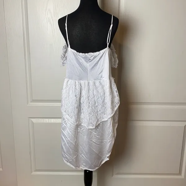 80s VINTAGE HIGH LOW LINGERIE SLIP DRESS CAMI - Image 2