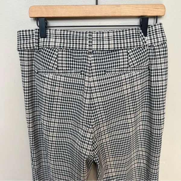 Ann Taylor Factory Houndstooth Plaid Checkered Pants Tie Belt Black White Tan 8 - Image 5