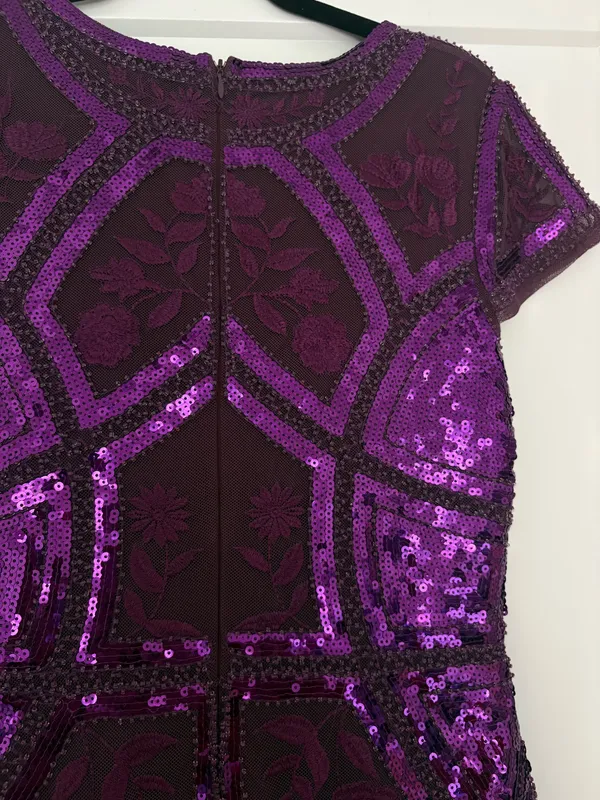 Lulus Purple Sequin Embroidered Mini Dress – Size Medium - Image 4