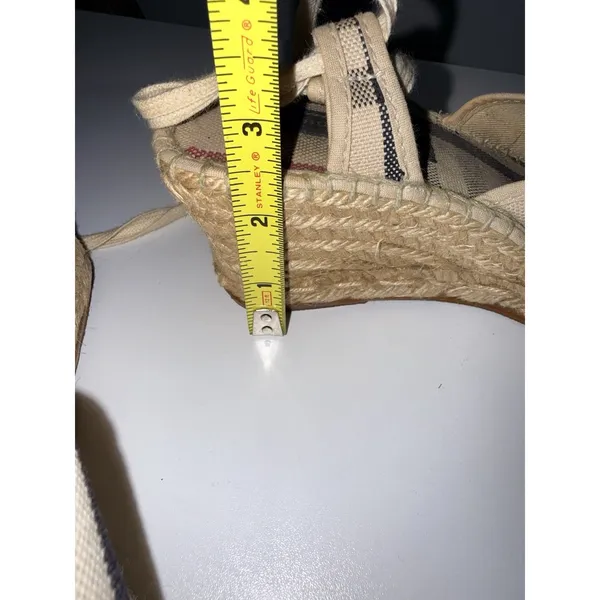 Burberry Beige Nova Check Canvas Strappy Espadrille Wedge Sandals Size 36 Sz 6 S - Image 6