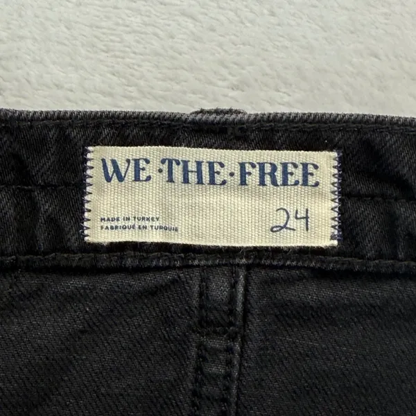 Free People We The Free Black Denim Midi Skirt Front Slit High Rise‎ Size 24 NEW - Image 4