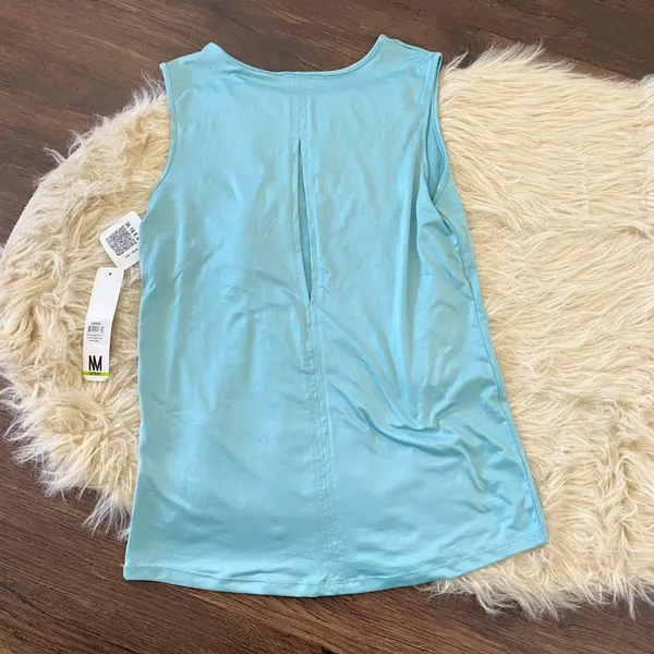 NWT Nicole Miller Workout Gym Teal Blue Tank Top Open Back Cutout Size L - Image 4