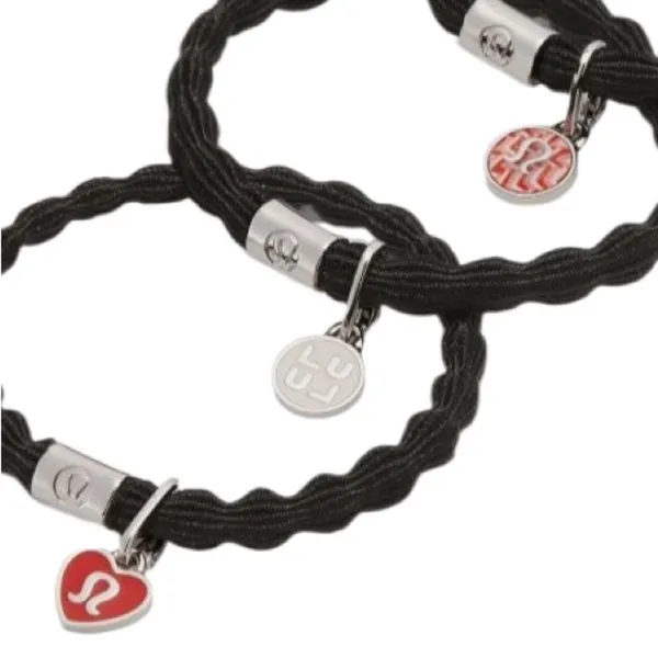 Lululemon Charm Hair Ties 3 Pack Black/Silver - Image 2