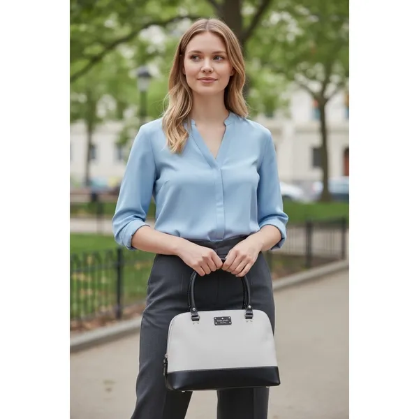 Kate Spade New York Dome Satchel Handbag Two Tone Cream Black quiet‎ luxury - Image 7