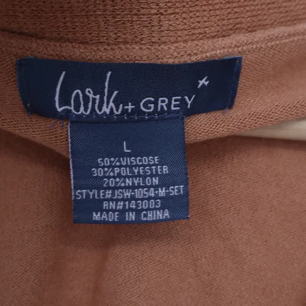 Lark & Grey Tan V-Neck Button Front Cardigan Sweater Large - Image 3