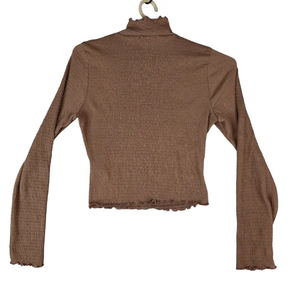 Altar'd State Crop Top Long Sleeve Size Large Burnt‎ Orange Shirred Fabric - Image 2