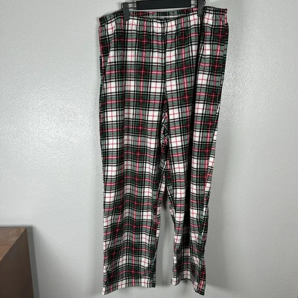 Lauren Ralph Lauren Fleece Pajama Set Womens XL Red Green Plaid Sleepwear‎ Logo - Image 5