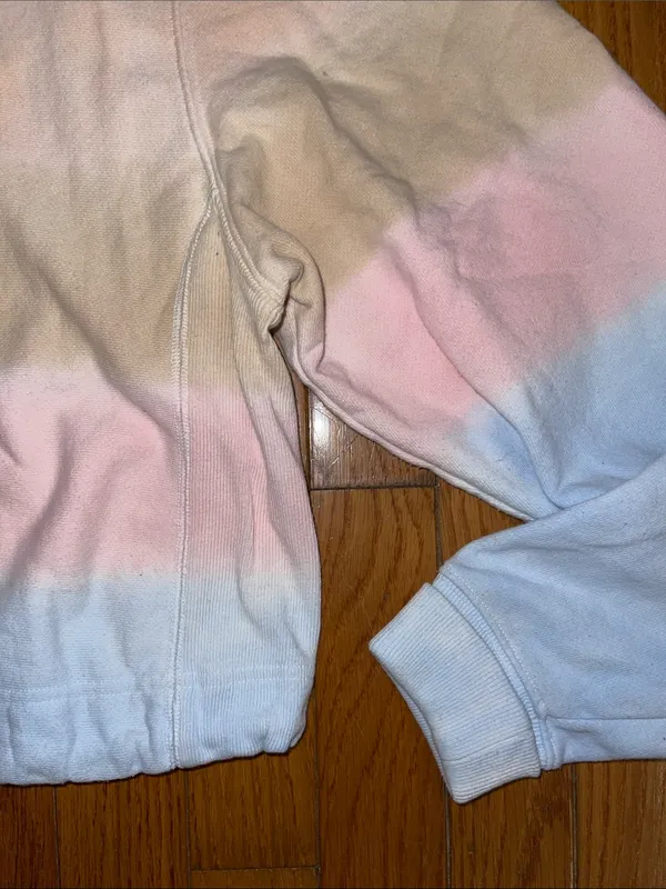 PINK Victoria's Secret Pastel Tie-Dye Cropped Crewneck - Pink, Cream, Light Blue - Image 4