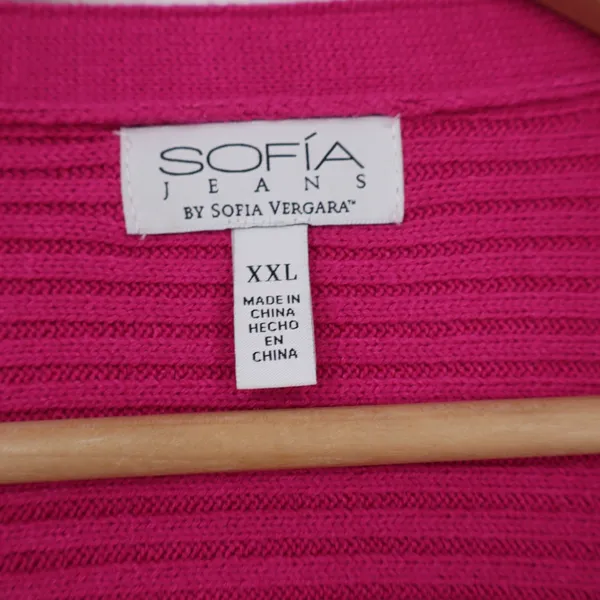Sofia Jeans Sweater Dress Set Womens XXL 2-Piece Cardigan Pink Ribbed Excellent - Image 3