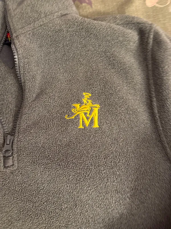 Tommy Hilfiger Gray Quarter-Zip Fleece Pullover with Yellow Embroidery - Image 4
