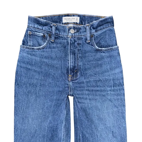 Abercrombie & Fitch Curve Love 90s Straight Ultra High Rise Jeans Sz 24/00 Short - Image 3