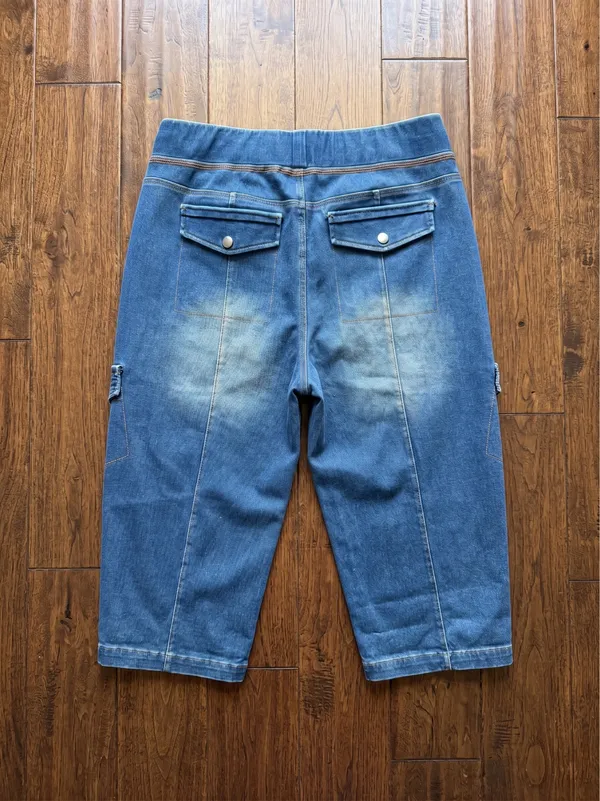 Urban Breeze Indigo Cargo Capris | Street Chic Summer Utility - Image 5