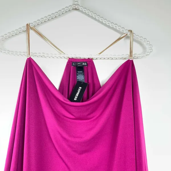 Express womens blouse size small purple Chain gold straps drape‎ NWT $39.90 - Image 2