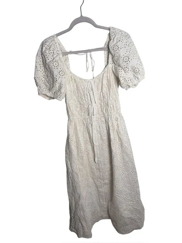Anthropologie En Saison Puff Sleeve Midi Dress in white S - Image 3
