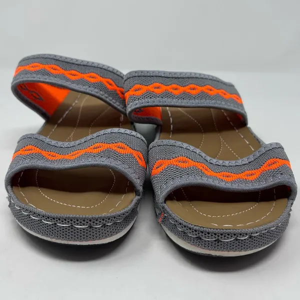 Unknown Brand Gray Orange Causal Wedge Open Toe Sandals Size 8‎ - Image 4