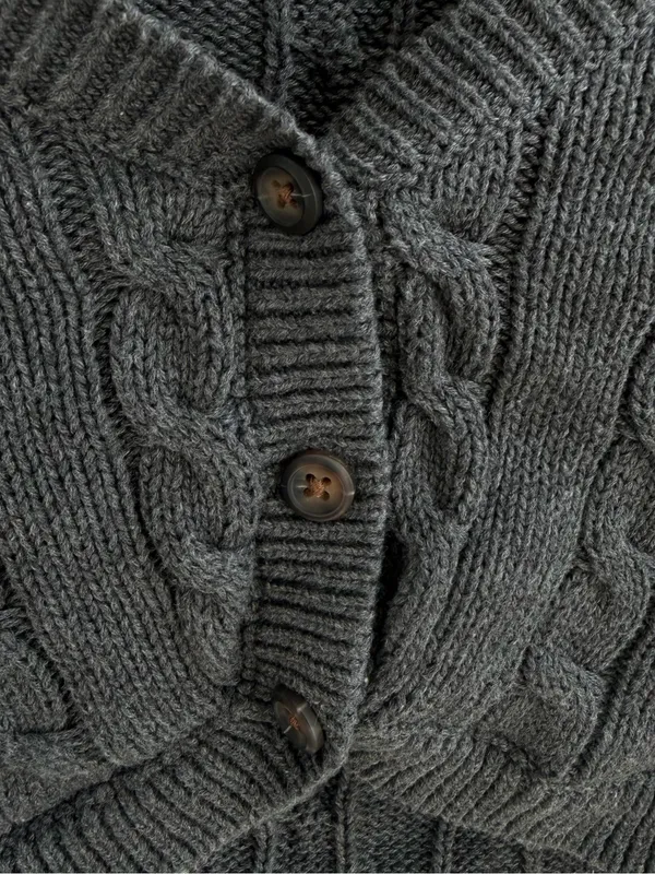 Brandy Melville Gray Cable Knit Cropped Cardigan Shrug - Image 3