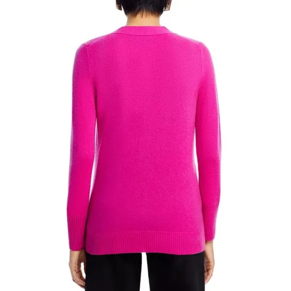 C by Bloomingdale's Cashmere Cardigan Women XS Pink V-Neck 2-Ply Soft Knit - Image 5
