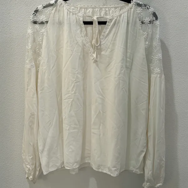 Boho White Lace Sleeve Peasant Blouse – Women’s XL Flowy Romantic Top - Image 3
