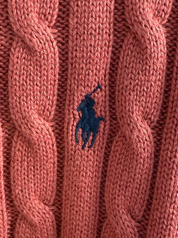 Polo by Ralph Lauren reddish brown Cable Knit Short Sleeve Sweater Size M - Image 2