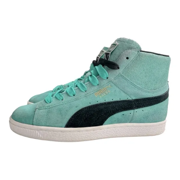 Puma Suede Classic Mid High Top Sneakers Mint Tiffany Blue Black Womens Size 8 - Image 2