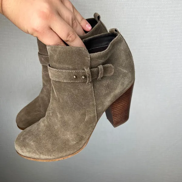 Franco Fortini Lexi Women Brown Suede Block Heel Ankle Bootie Buckle Size 10 - Image 3