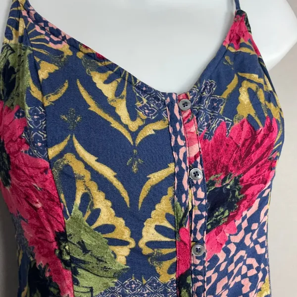 Abercrombie &‎ Fitch Dress Mini Lace-Up Back Floral Graphic Pattern Button-Up XS - Image 11