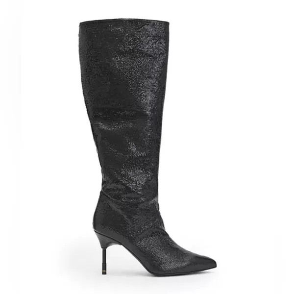 New! All Saints Women's‎ Nori Shimmer Knee High Boots Leather Black Sz 7 $429 - Image 4