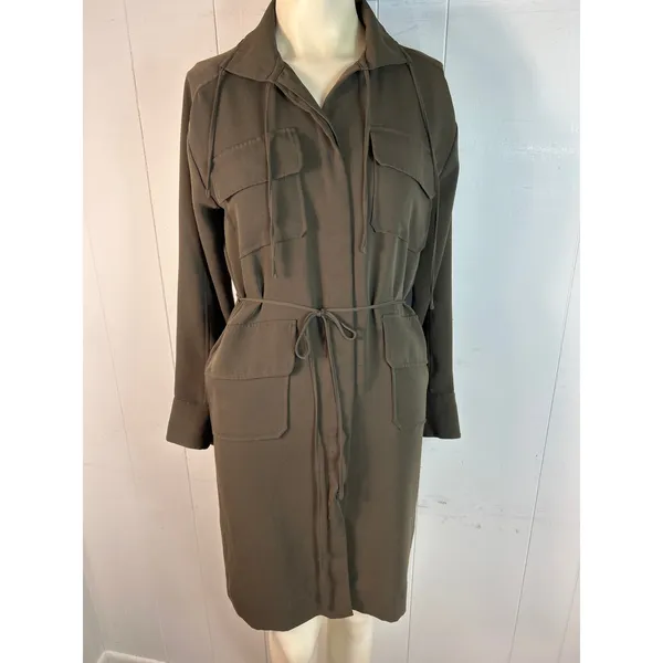 Aritzia Babaton Howitt Utility Relaxed Fit Button Up Dress in Olive Green. XXS - Image 3