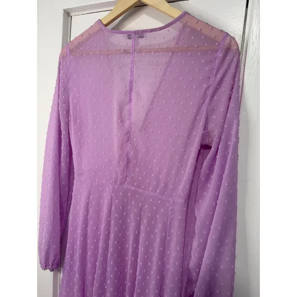 Express x Rocky Barnes Lilac Swiss Dot Sheer Kimono Dress XS - Image 4