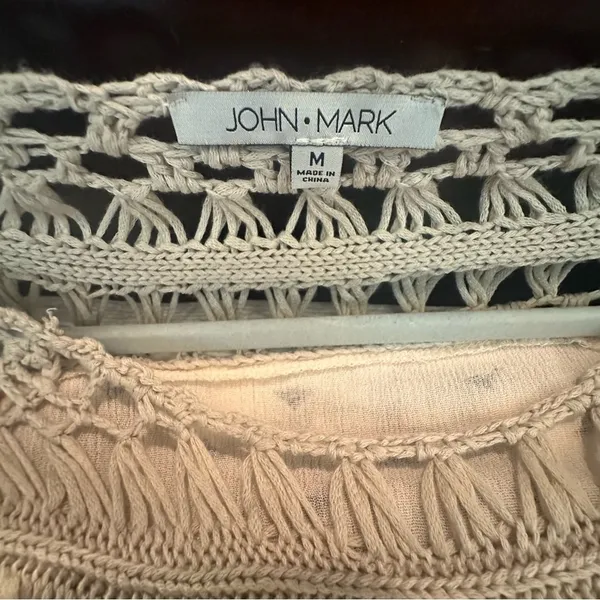John‎ Mark Boho Crochet Butterfly Blouse Size Medium Top - Image 14