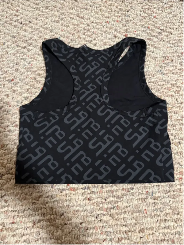 Sweaty Betty Halle Berry Jinx Power Crop Tank Sport Bra Black Geo Print- Size XS - Image 6
