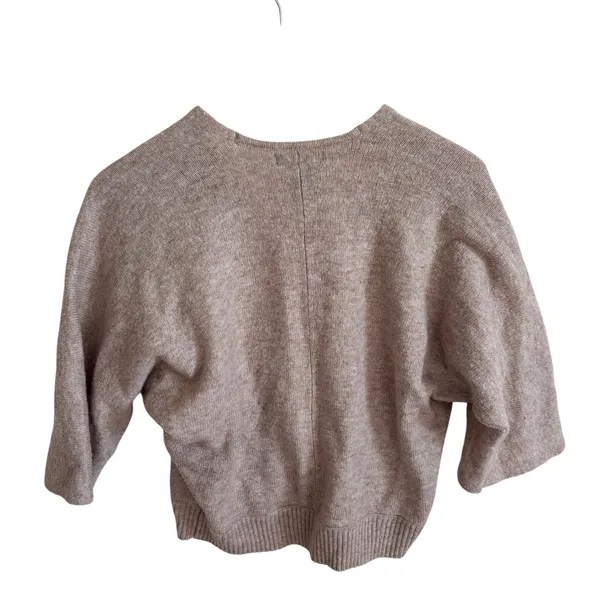 Rachel Zoe Womens XS Oatmeal Merino Wool Blend Surplice Wrap Dolman Sweater - Image 2