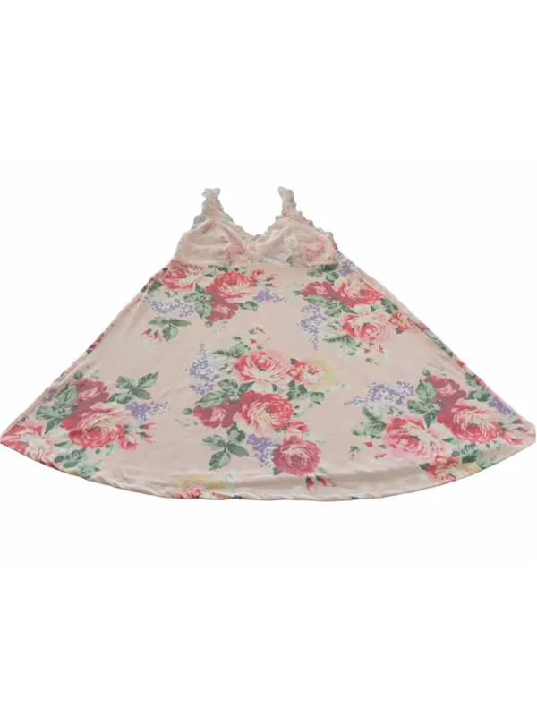 Flora Nikrooz Women's Lace Detail Floral Chemise Slip Nightgown – Size Large - Image 2