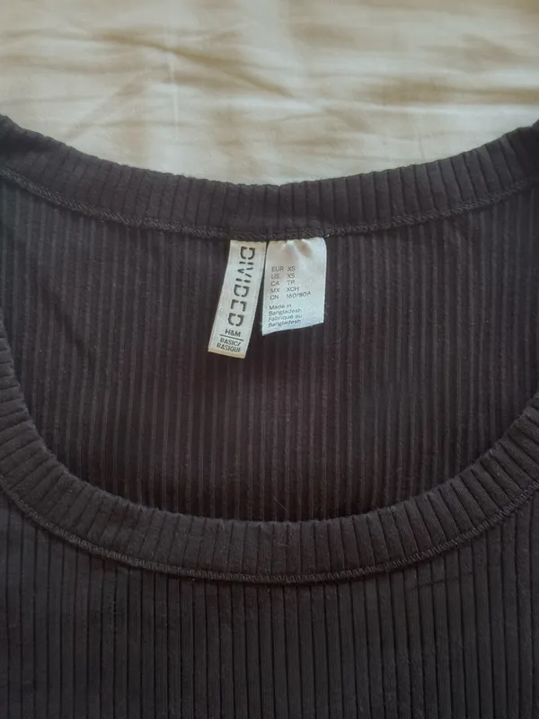 H&M Black Long Sleeve Top Ribbed - Image 3