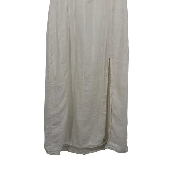 L*Space Midi Dress Womens S White‎ Linen Blend Cutout Open Back Puff Slit Rush - Image 3