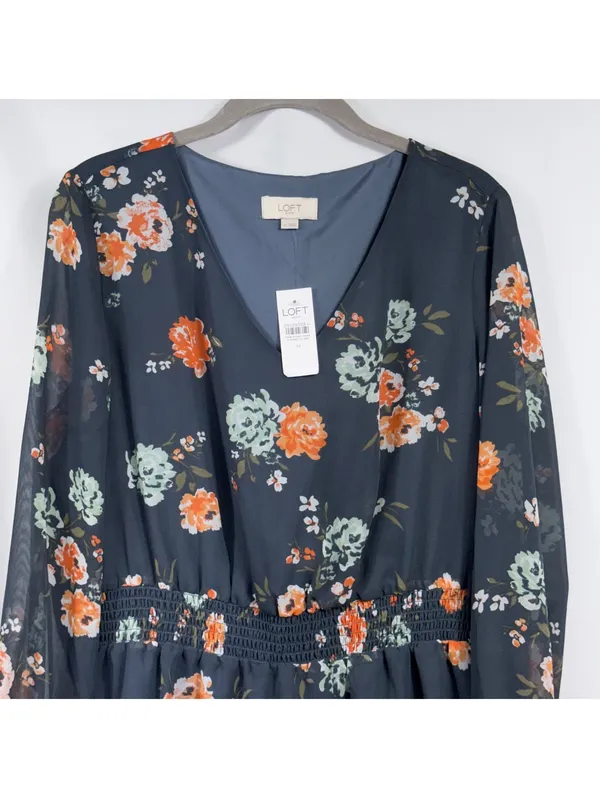 LOFT Floral Smocked Waist Dress Medium NWT - Image 2