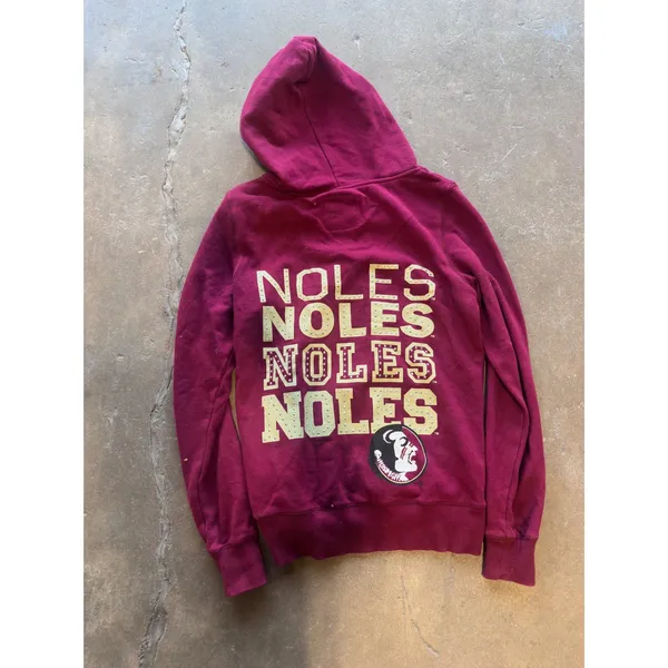 Y2K College Classics FSU Florida State Seminoles Zip Up Hoodie Maroon Rhinestone - Image 2