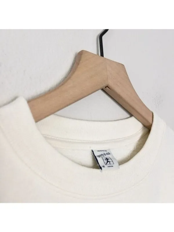 NEW Sporty & Rich Fitness Group Crewneck Sweatshirt M Off White Fleece Oversized - Image 6
