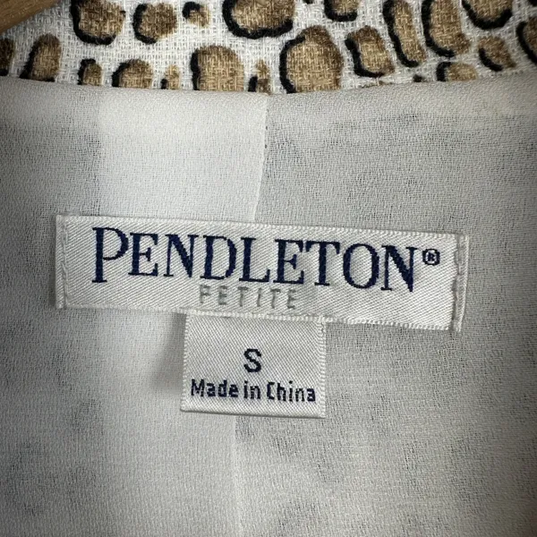 Pendleton Leopard Print Blazer Linen Women‎ Petite Small 3/4Sleeve Button Front - Image 6