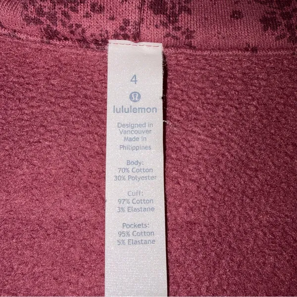 Lululemon Cotton Fleece Pixie Floral So Merlot Redwood Scuba Hoodie Jacket 4 - Image 10