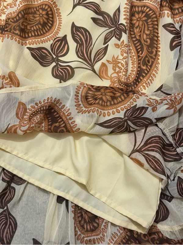 PATRONS OF PEACE Paisley Ruffle Maxi Dress S 17” p2p Pale Yellow $88 Retail NWT - Image 10