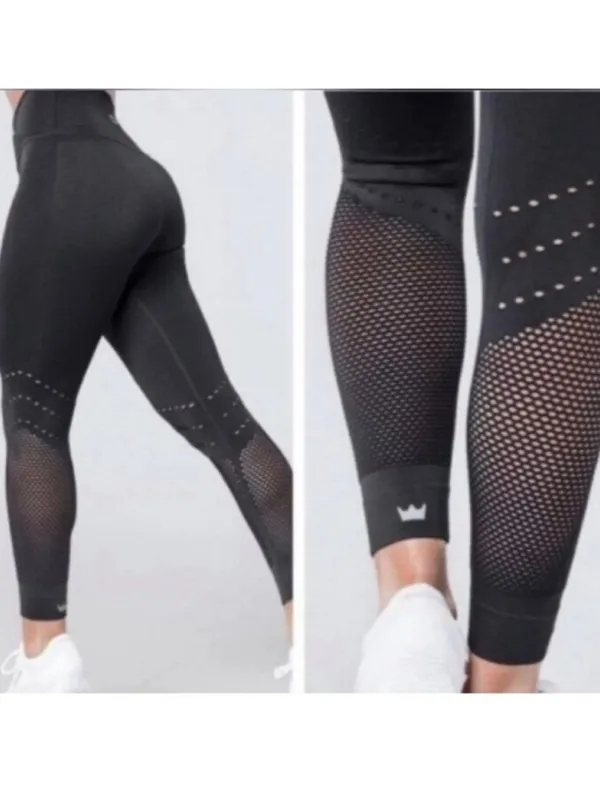 SHEFIT Crossover Waist Seamless Cropped‎ Leggings Women's L Black Activewear - Image 2
