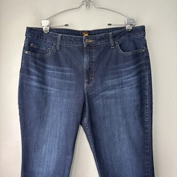 LEE Blue Jeans Womens Size 20 L Long Stretch Dark Wash Denim Straight 38X30 - Image 2