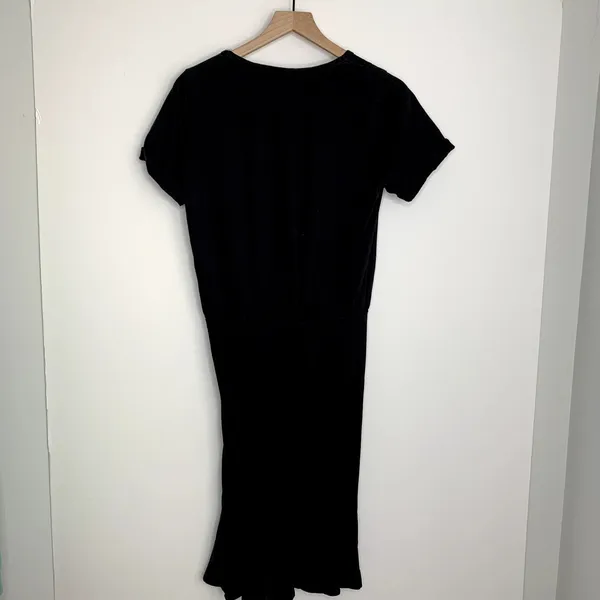 Veronica Beard Pima Cotton Ruched Black Mini Dress Womens Small - Image 4