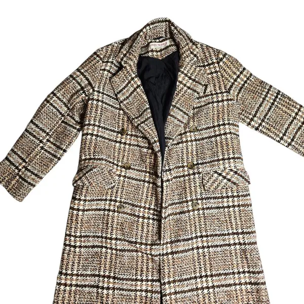 Free‎ People Adore You Plaid Women's Long Coat Size: S - Image 3