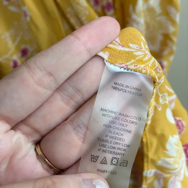 Vince Camuto Floral Sheer V-Neck Midi Dress Medium Yellow Women Flutter Sleeve - Image 6